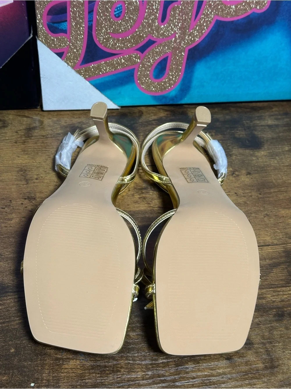 Goderci Kitten Heels with Bow Strappy Heels for Women size 7.5 Gold